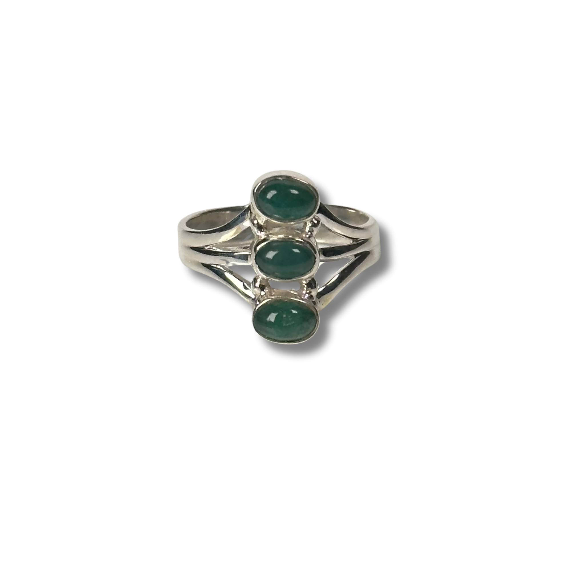 Sterling Silver Ring with Emerald Stones