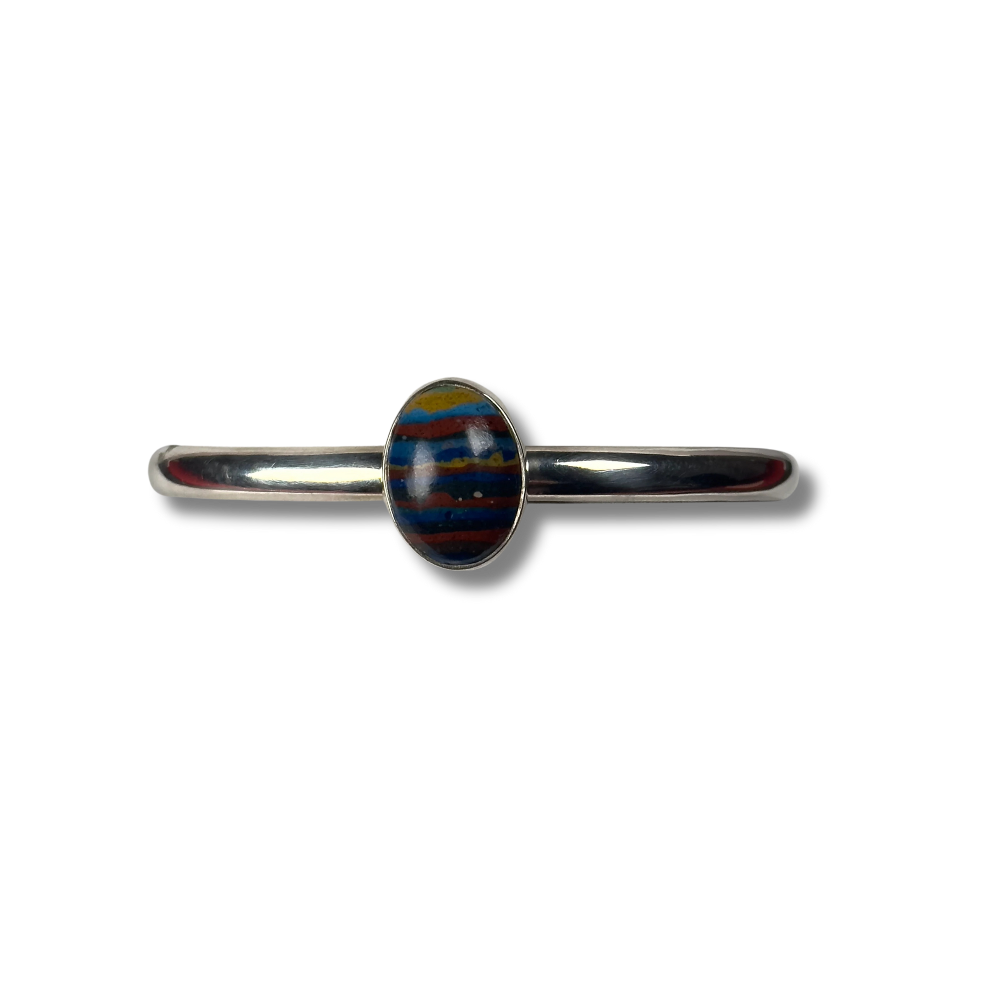 Sterling Silver Rainbow Calsilica Bracelet Cuff